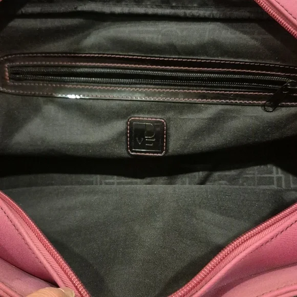 Diane Von Furstenberg Pink Canvas Suede Large Purse Travel Bag Crossbody - Picture 5 of 9